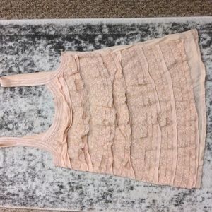 Ruffled express tank top with gold glitter